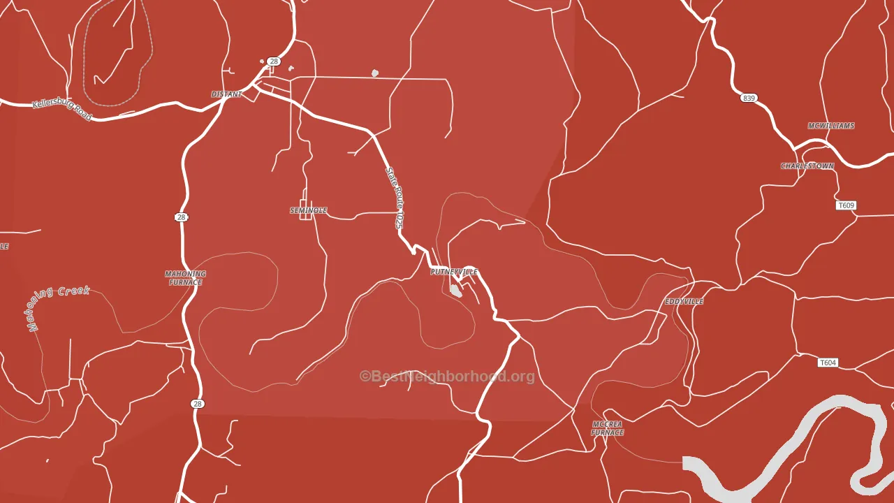 Putneyville, PA block-group political-lean map