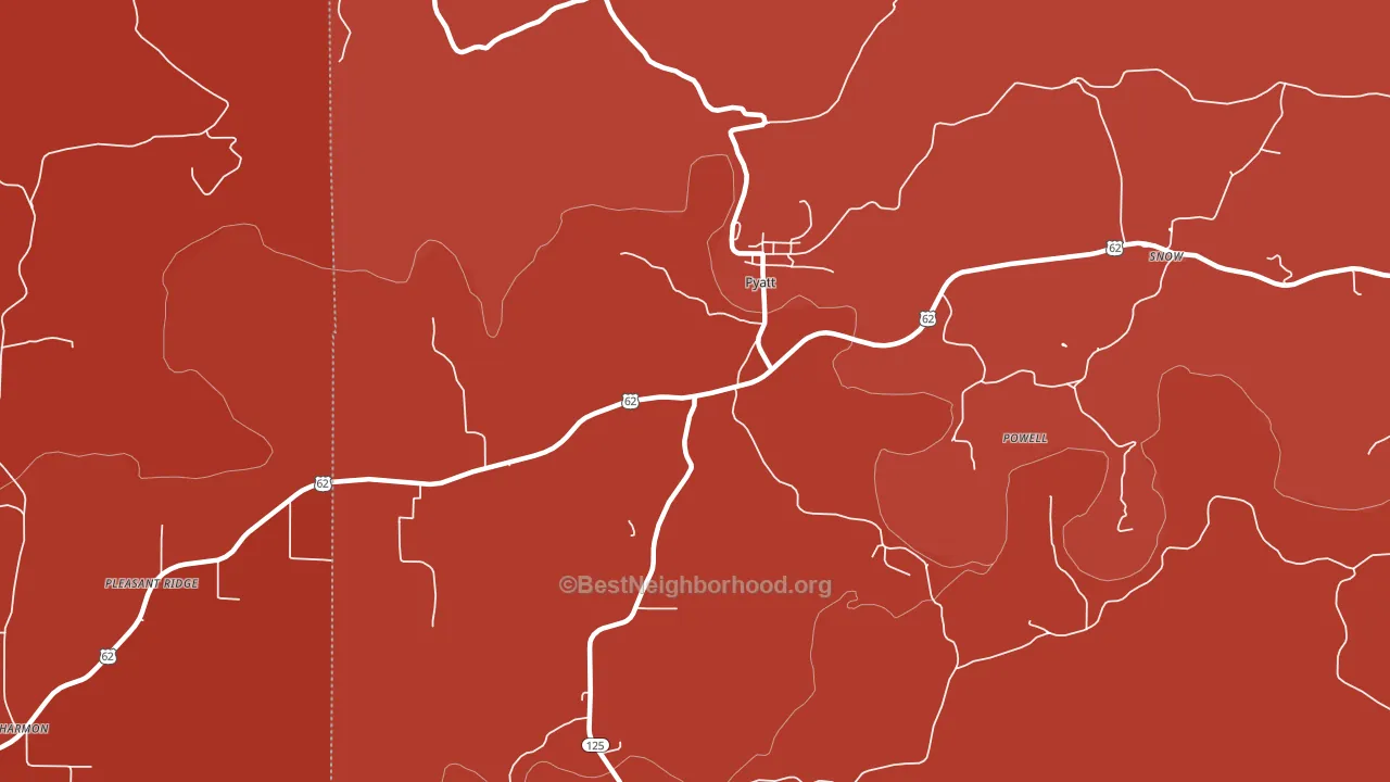 Pyatt, AR block-group political-lean map