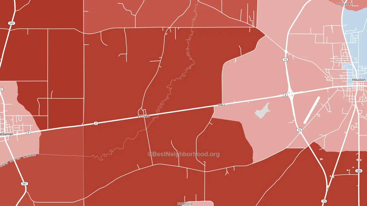 Pyland, MS block-group political-lean map