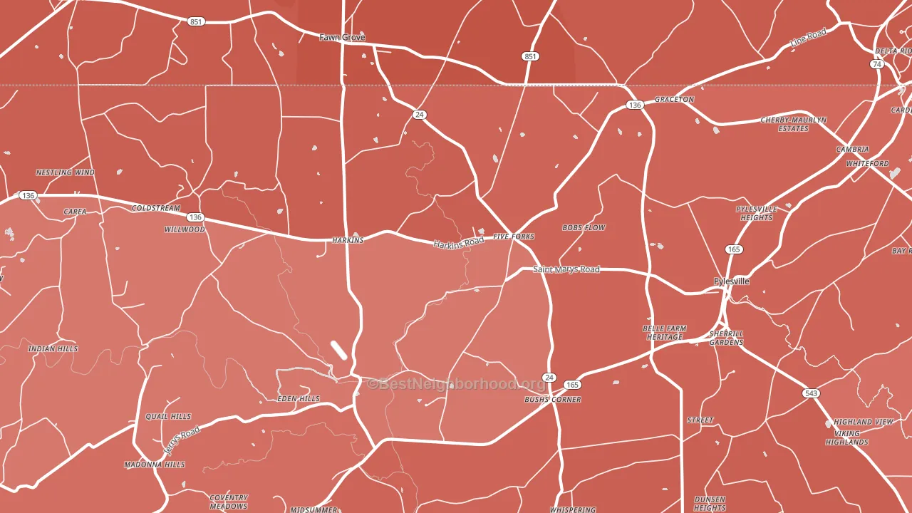Pylesville, MD block-group political-lean map