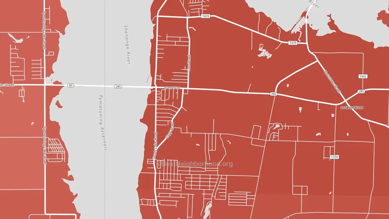 Pymatuning Central, PA block-group political-lean map
