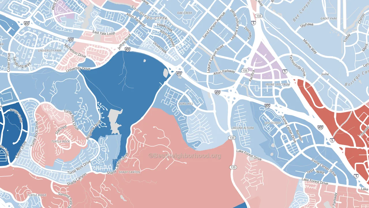 Quail Hill, Irvine, CA block-group political-lean map