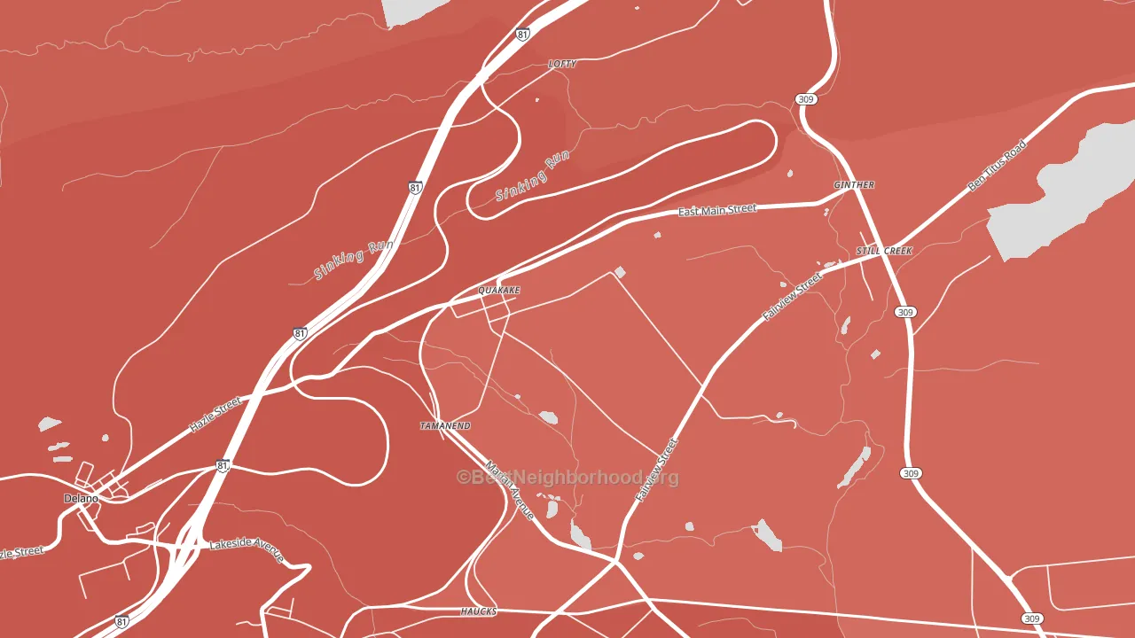 Quakake, PA block-group political-lean map