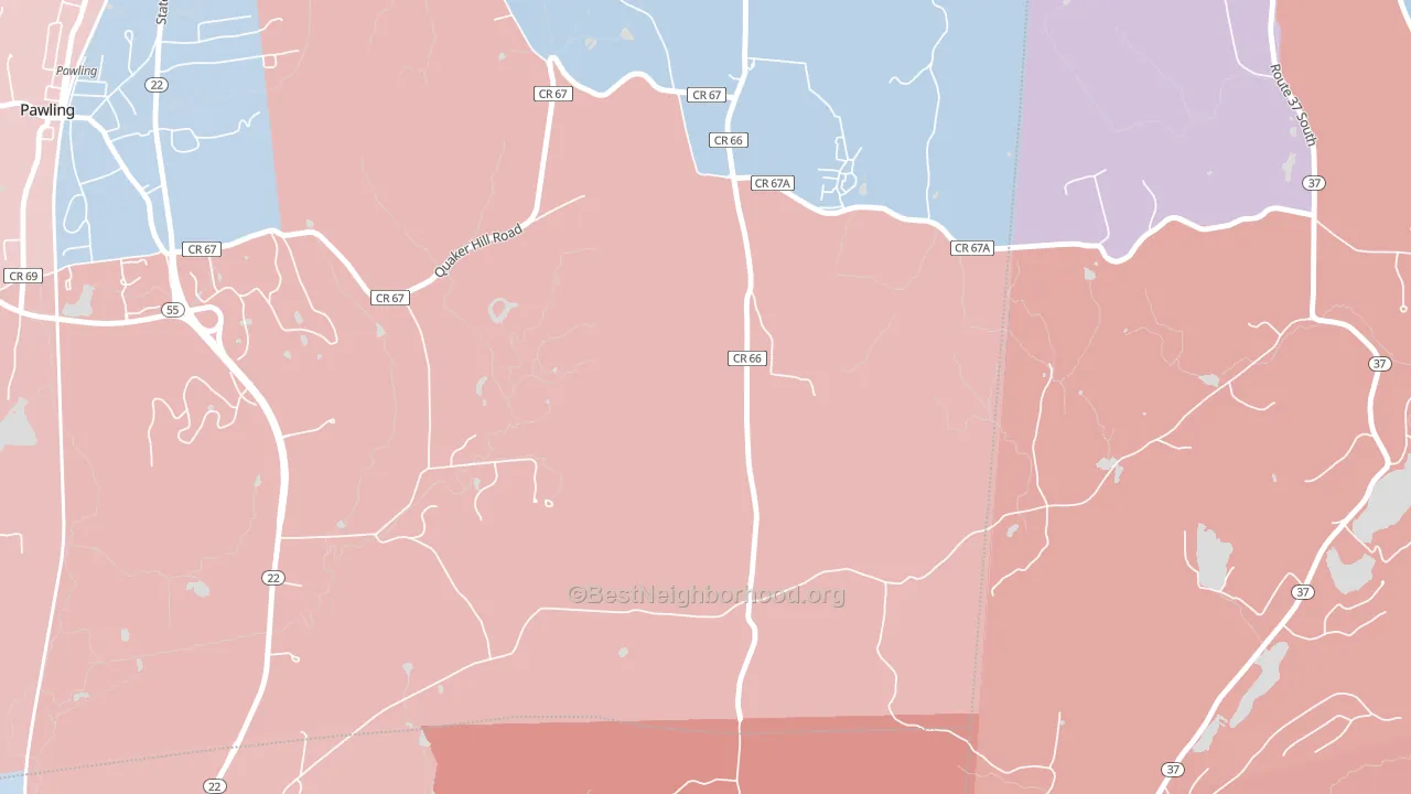 Quaker Hill, NY block-group political-lean map