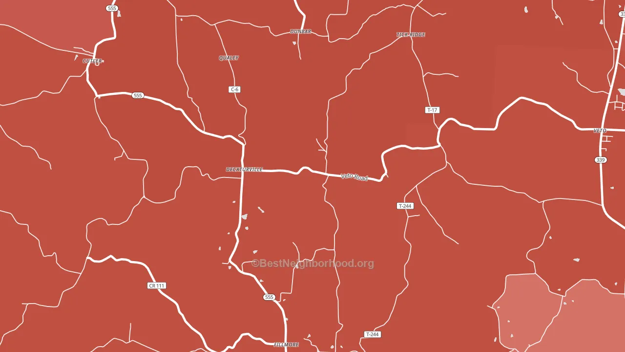Qualey, OH block-group political-lean map