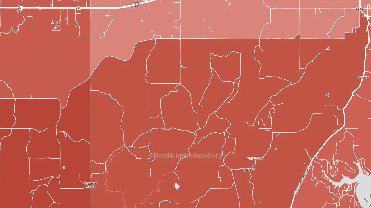 Qualls, OK block-group political-lean map