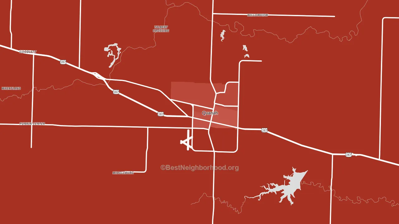 Quanah, TX block-group political-lean map