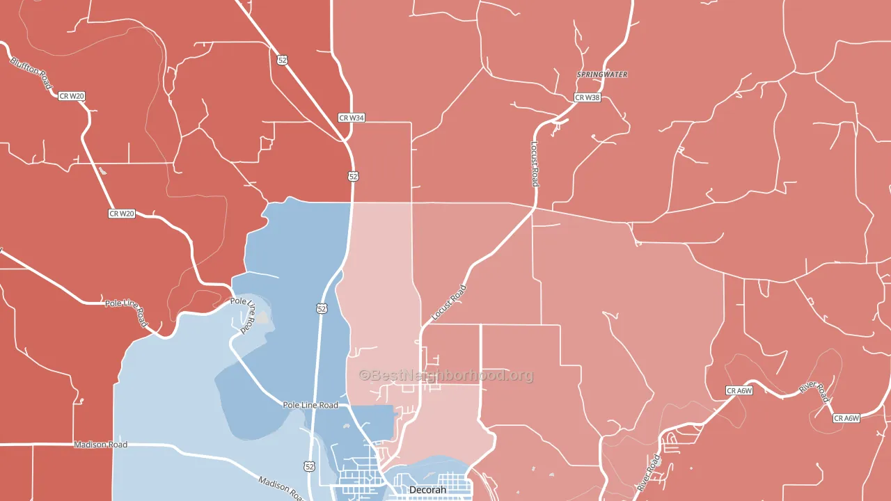 Quandahl, IA block-group political-lean map