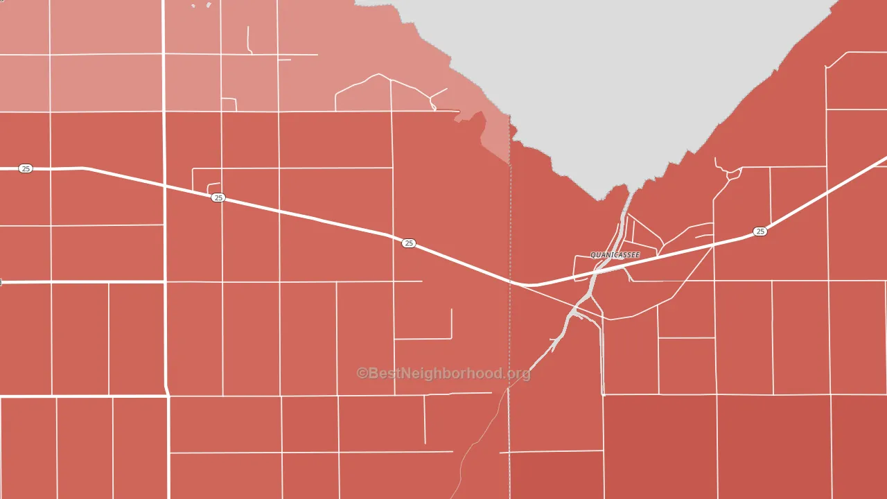 Quanicassee, MI block-group political-lean map