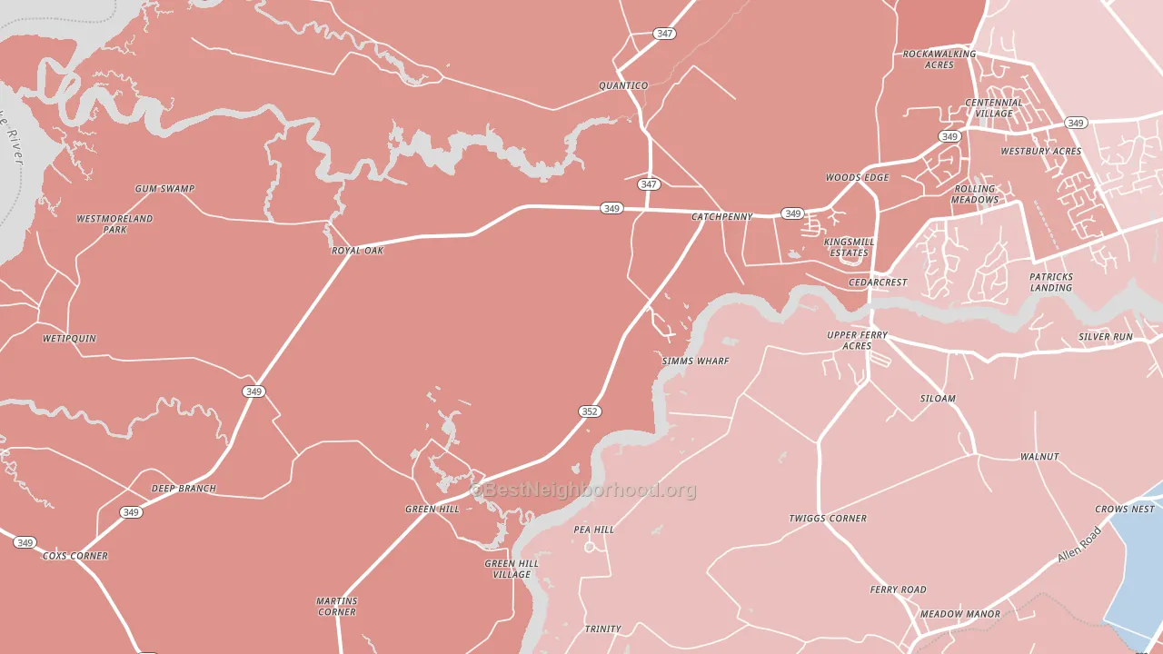 Quantico, MD block-group political-lean map