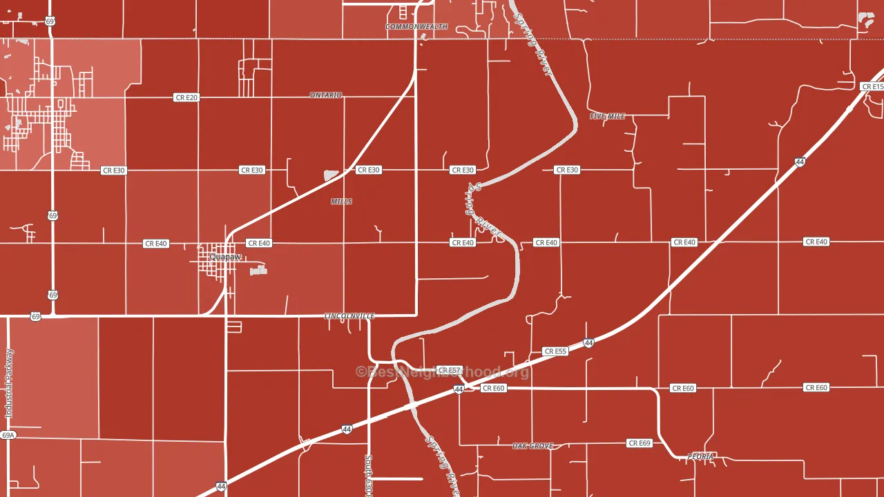 Quapaw, OK block-group political-lean map