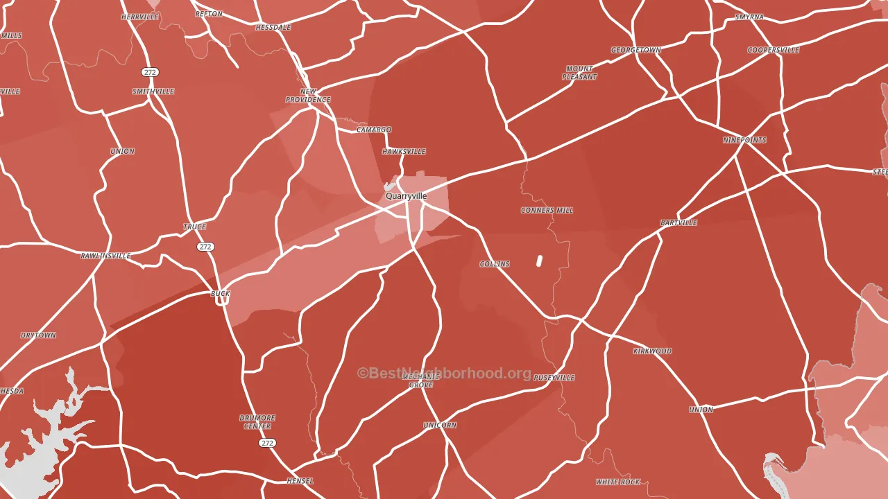 Quarryville, PA block-group political-lean map