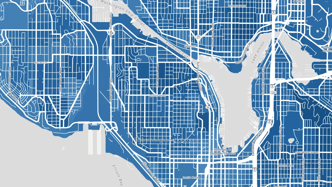 Queen Anne, Seattle, WA block-group political-lean map