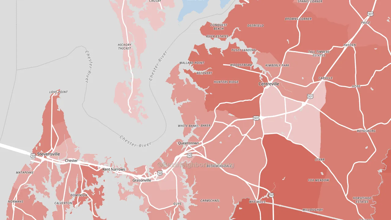 Queen Anne's County, MD block-group political-lean map