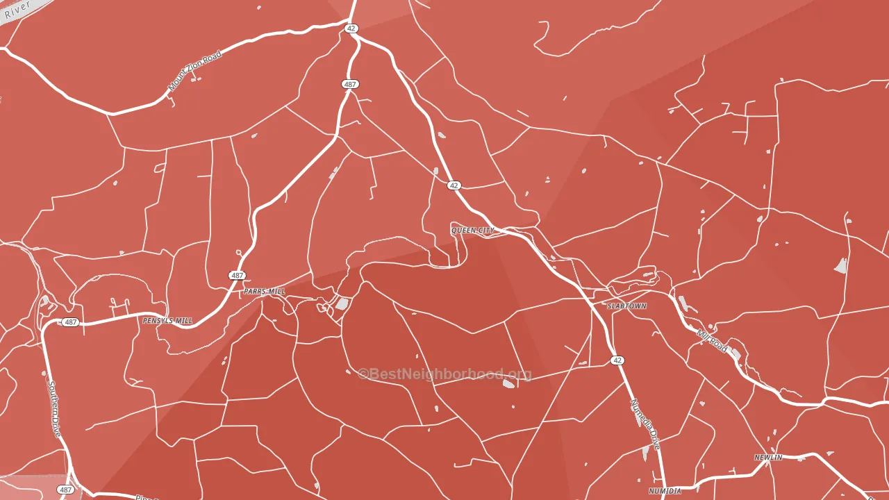 Queen City, PA block-group political-lean map