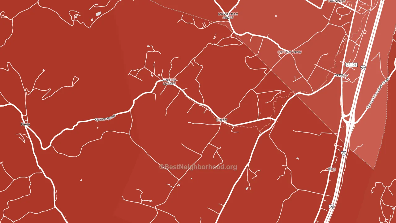 Queen, PA block-group political-lean map