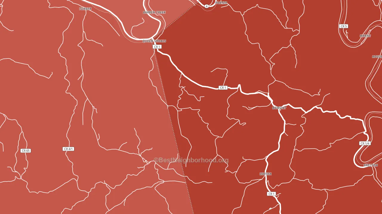 Queen Shoals, WV block-group political-lean map