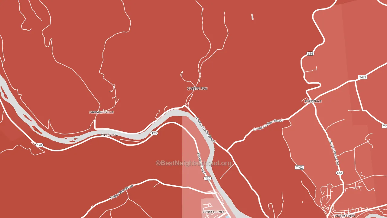 Queens Run, PA block-group political-lean map