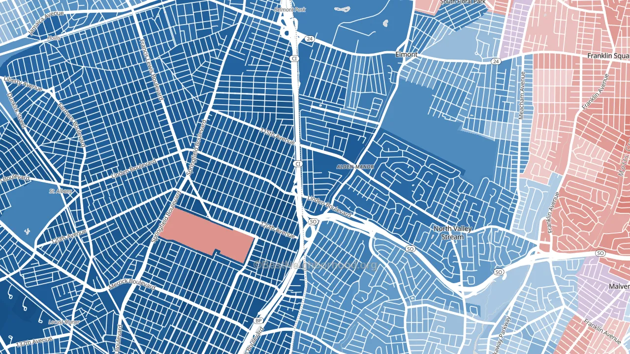 Queens Village, NY block-group political-lean map