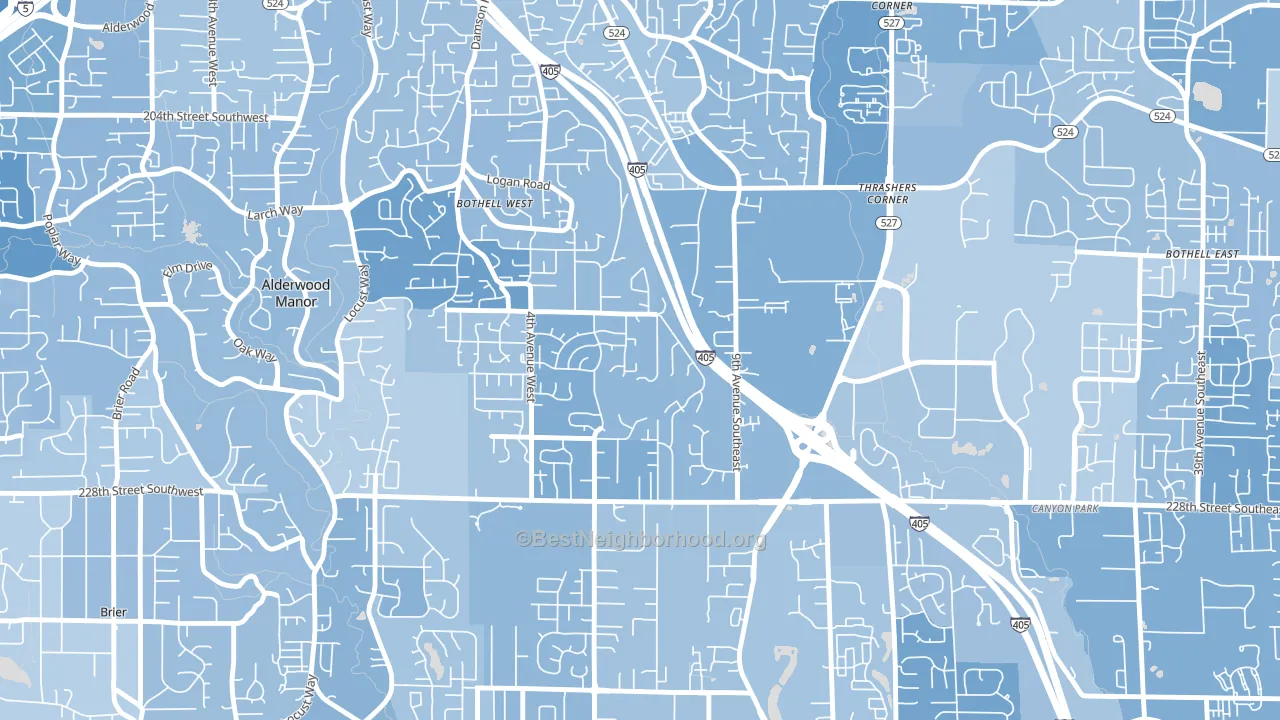 Queensboro-Brentwood-Crystal Spgs, Bothell, WA block-group political-lean map