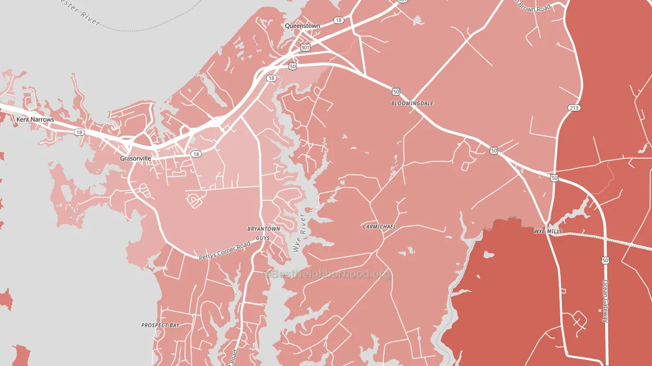 Queenstown, MD block-group political-lean map