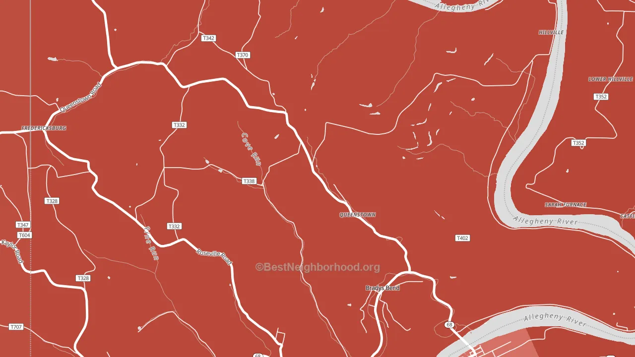 Queenstown, PA block-group political-lean map