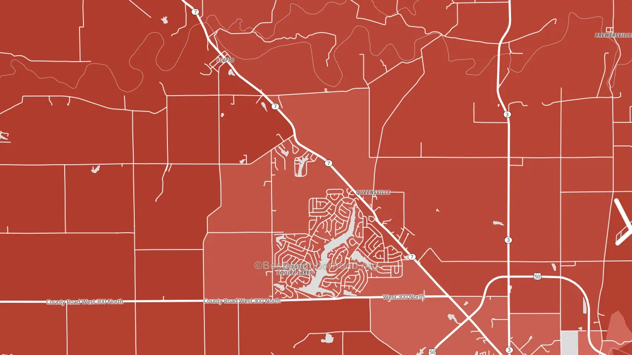 Queensville, IN block-group political-lean map