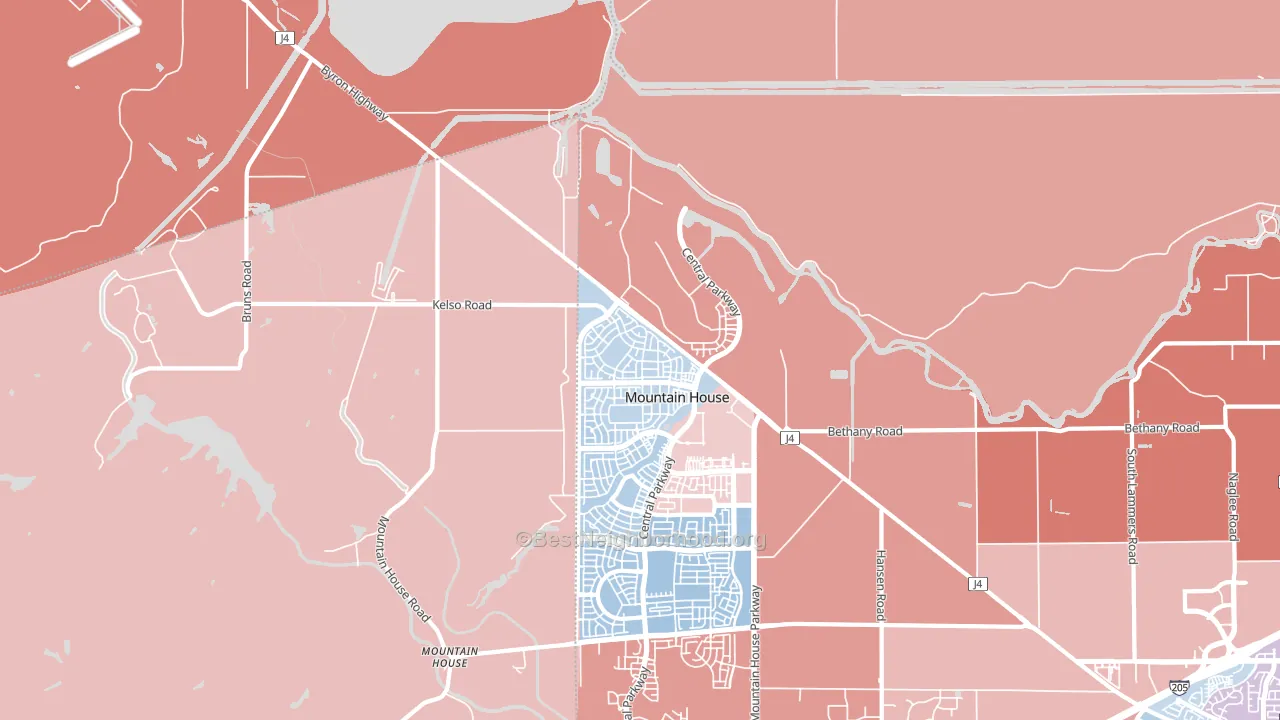 Questa, Mountain House, CA block-group political-lean map