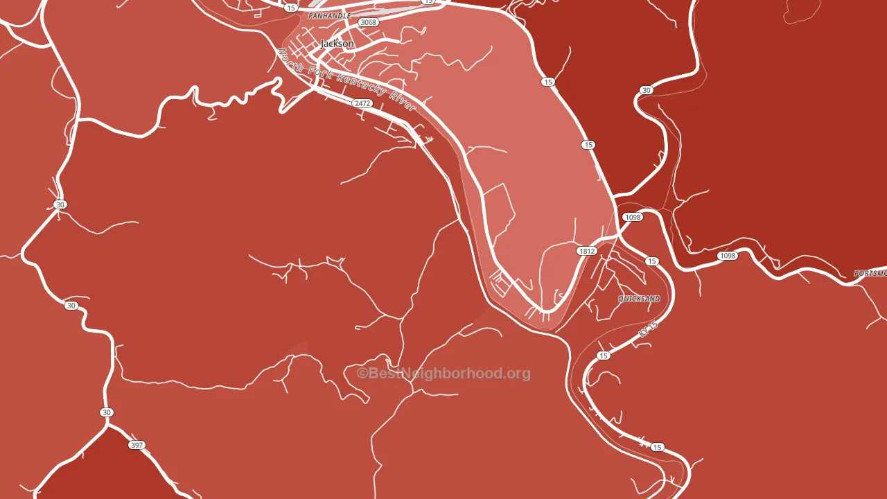 Quicksand, KY block-group political-lean map