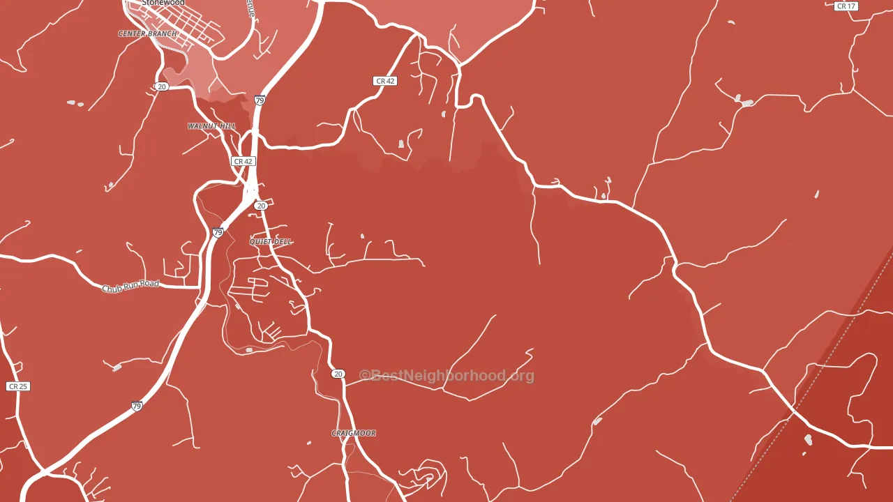 Quiet Dell, WV block-group political-lean map