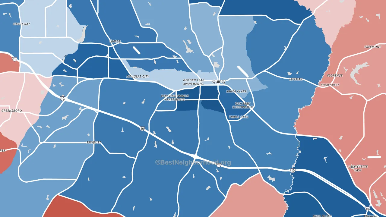 Quincy, FL block-group political-lean map