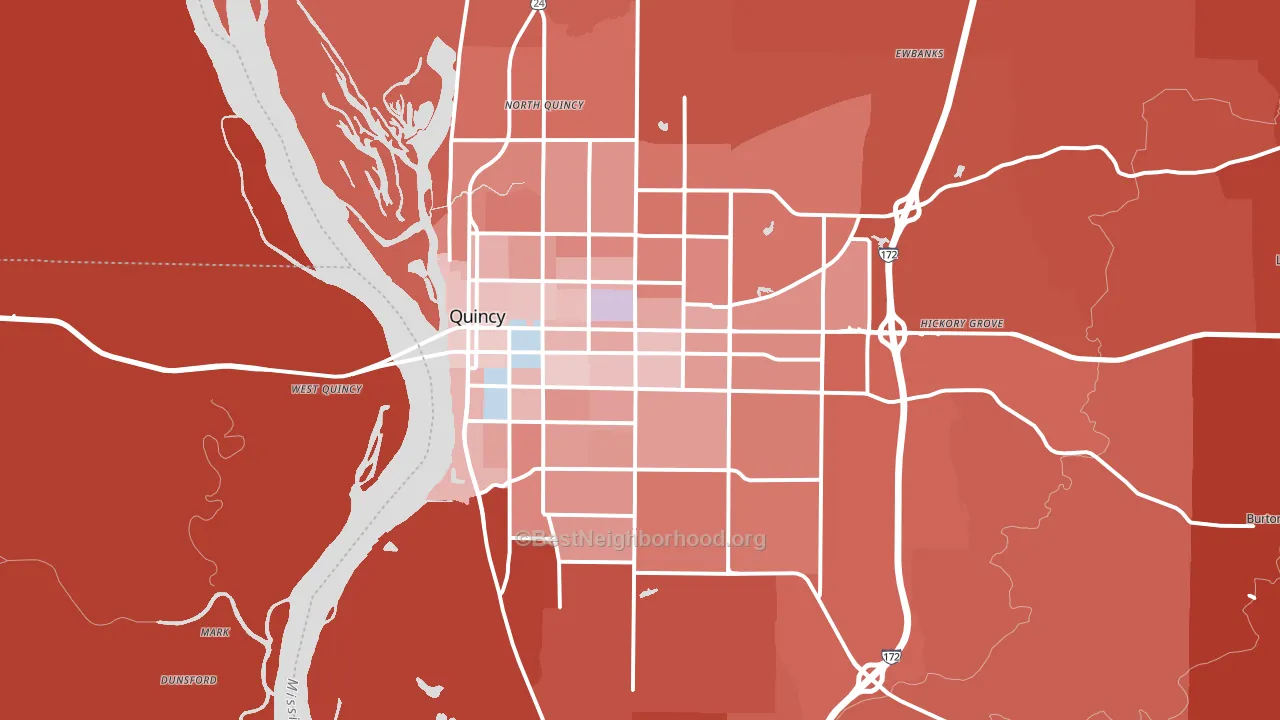 Quincy, IL block-group political-lean map