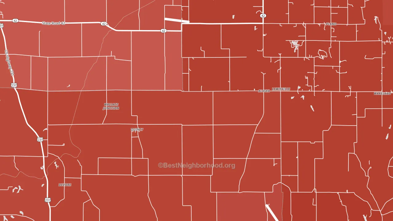 Quincy, IN block-group political-lean map