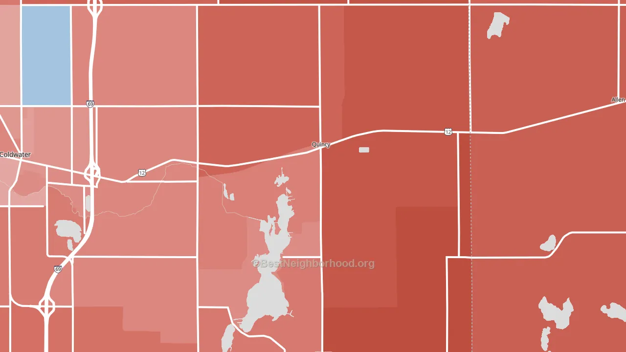 Quincy, MI block-group political-lean map