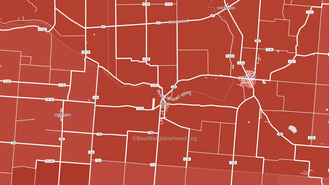 Quincy, OH block-group political-lean map