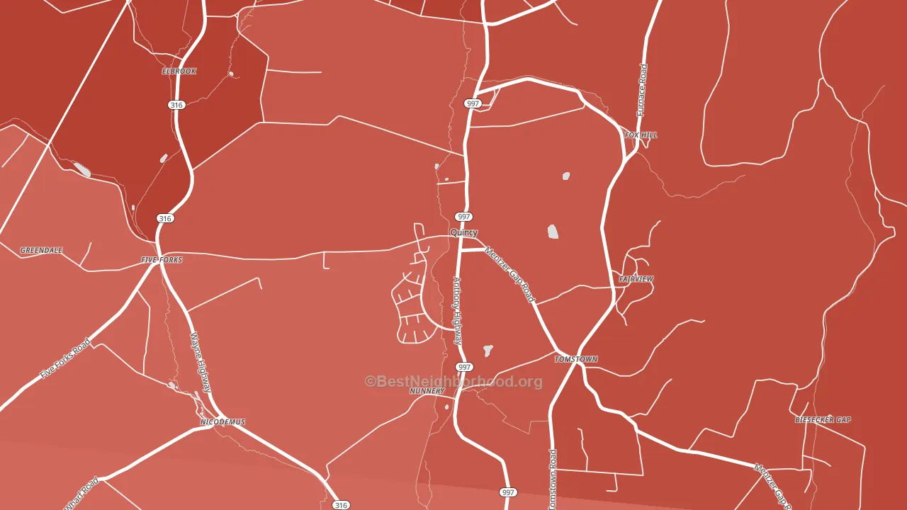 Quincy, PA block-group political-lean map