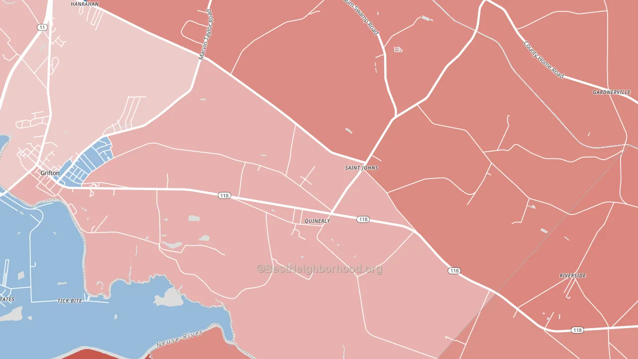 Quinerly, NC block-group political-lean map