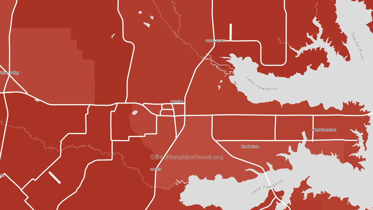 Quinlan, TX block-group political-lean map