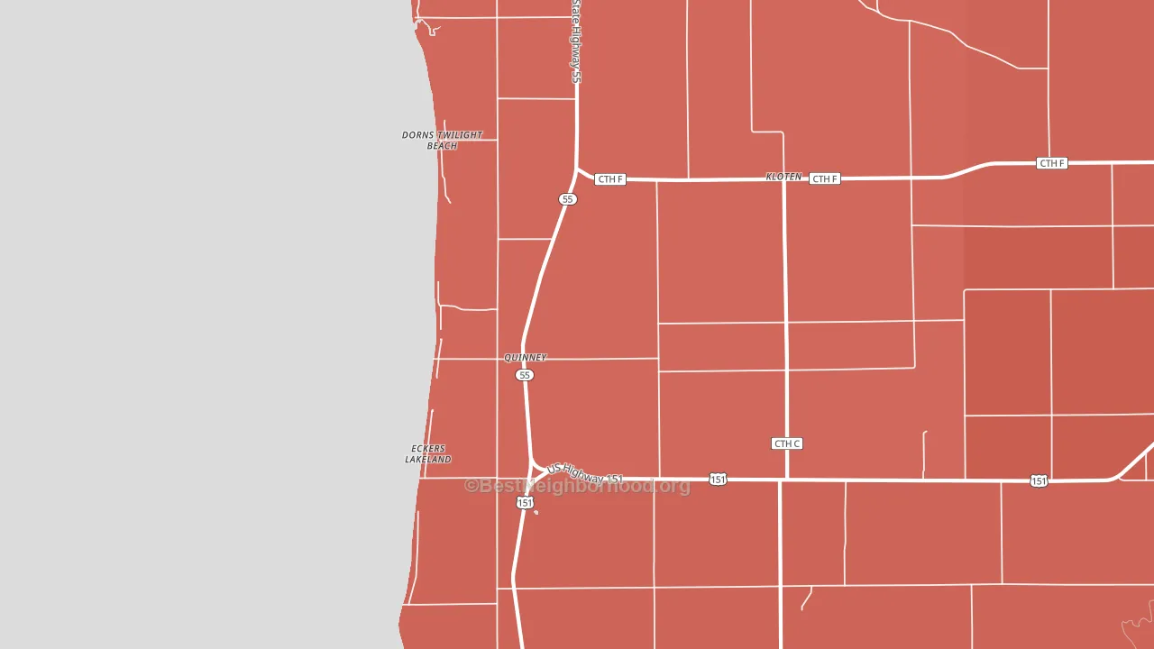 Quinney, WI block-group political-lean map
