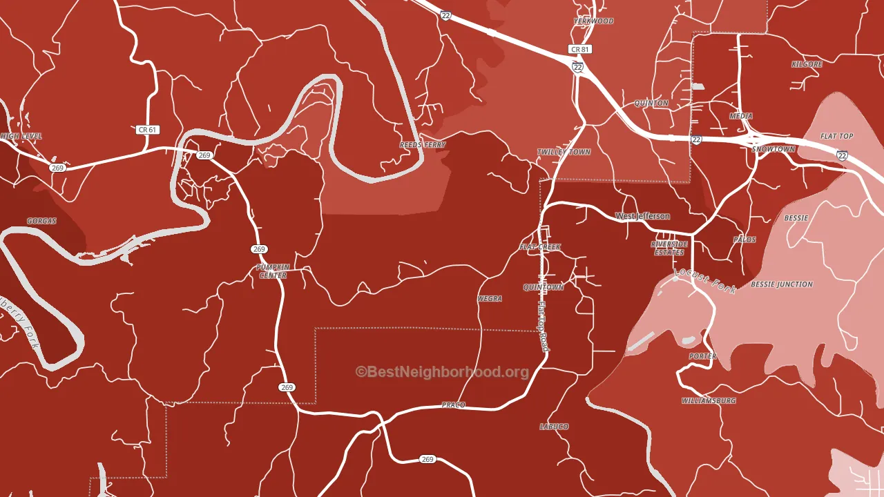 Quinton, AL block-group political-lean map