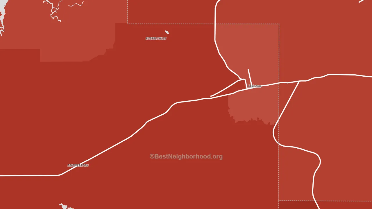 Quinton, OK block-group political-lean map