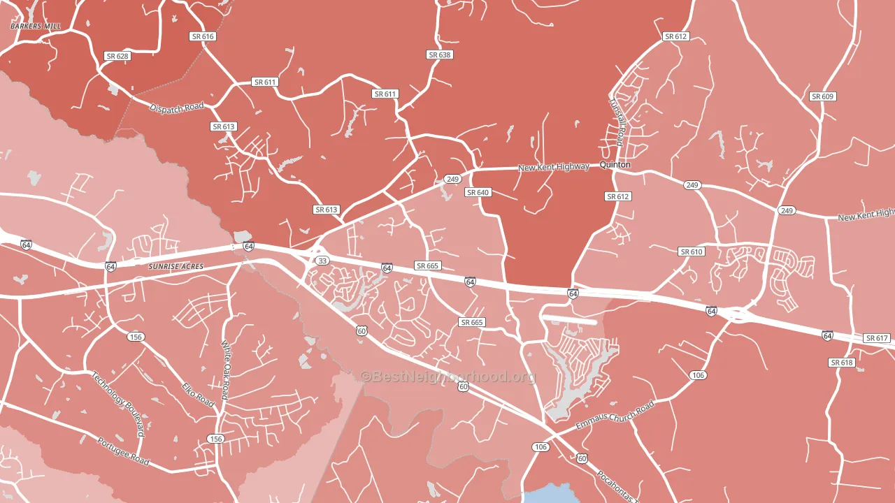 Quinton, VA block-group political-lean map