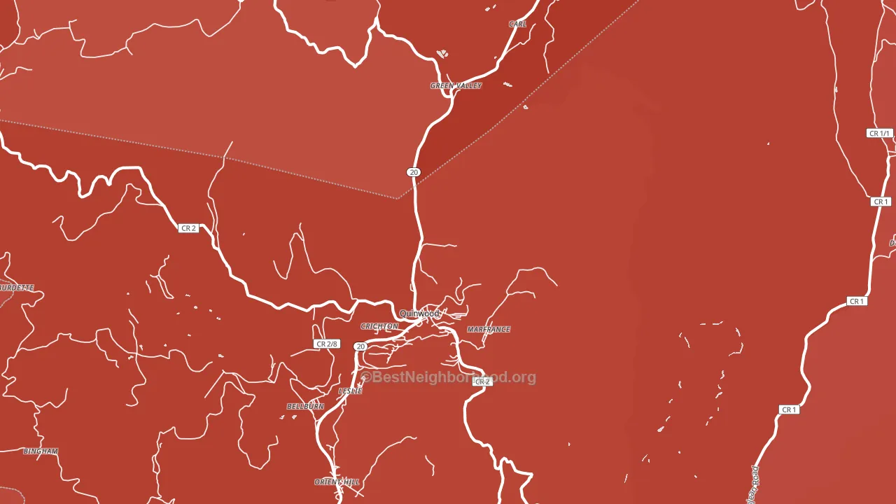 Quinwood, WV block-group political-lean map