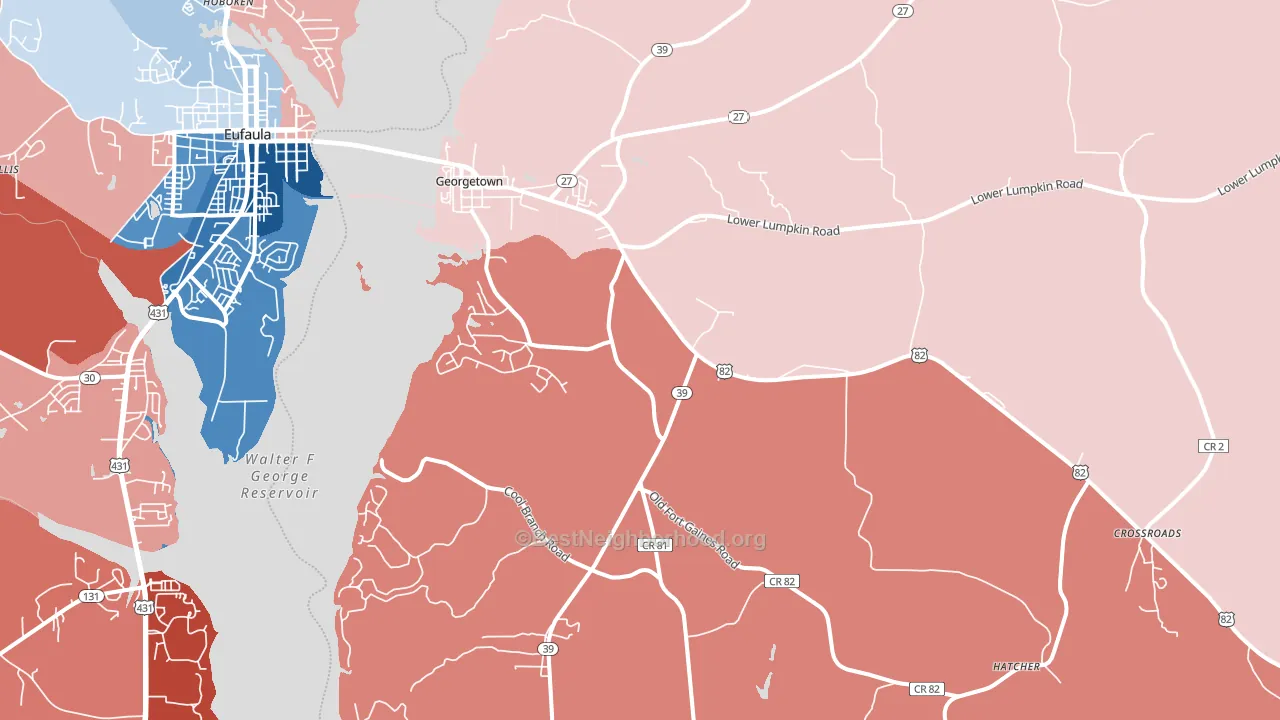 Quitman County, GA block-group political-lean map