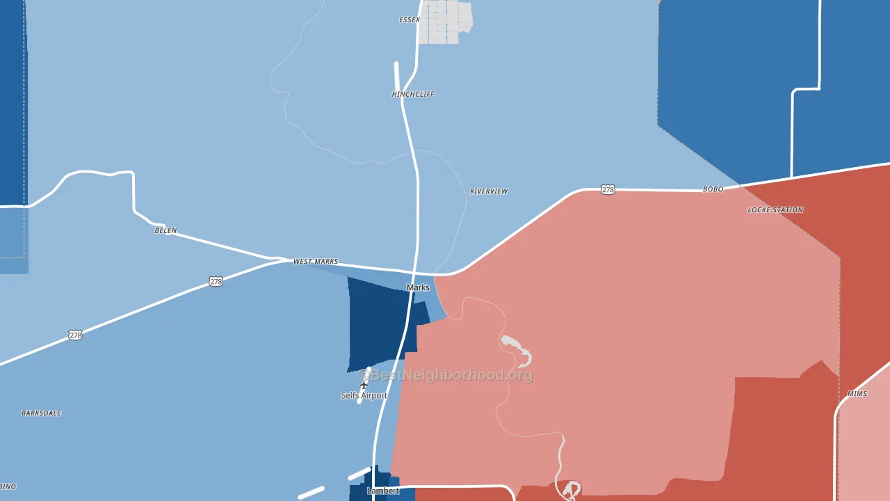 Quitman County, MS block-group political-lean map