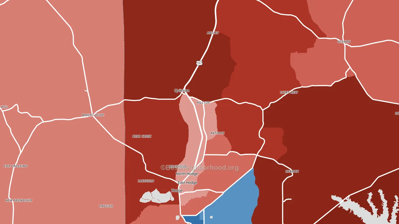 Quitman, LA block-group political-lean map