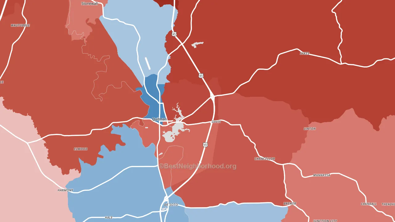Quitman, MS block-group political-lean map