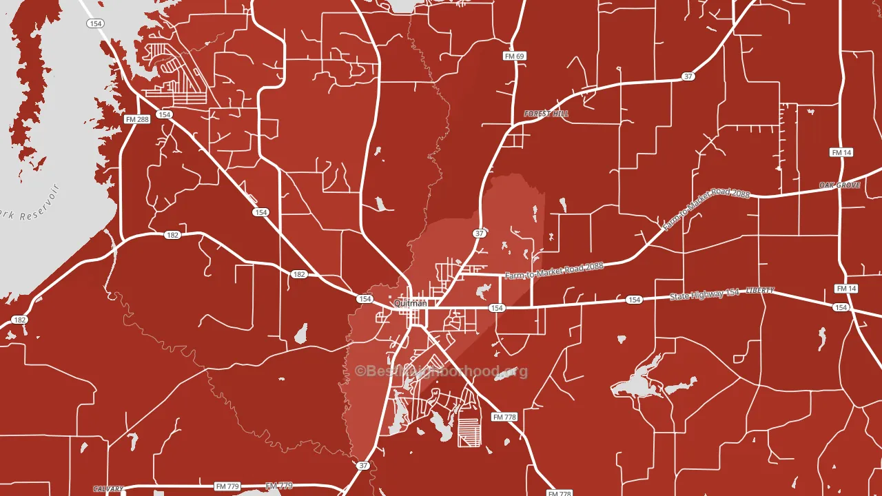 Quitman, TX block-group political-lean map
