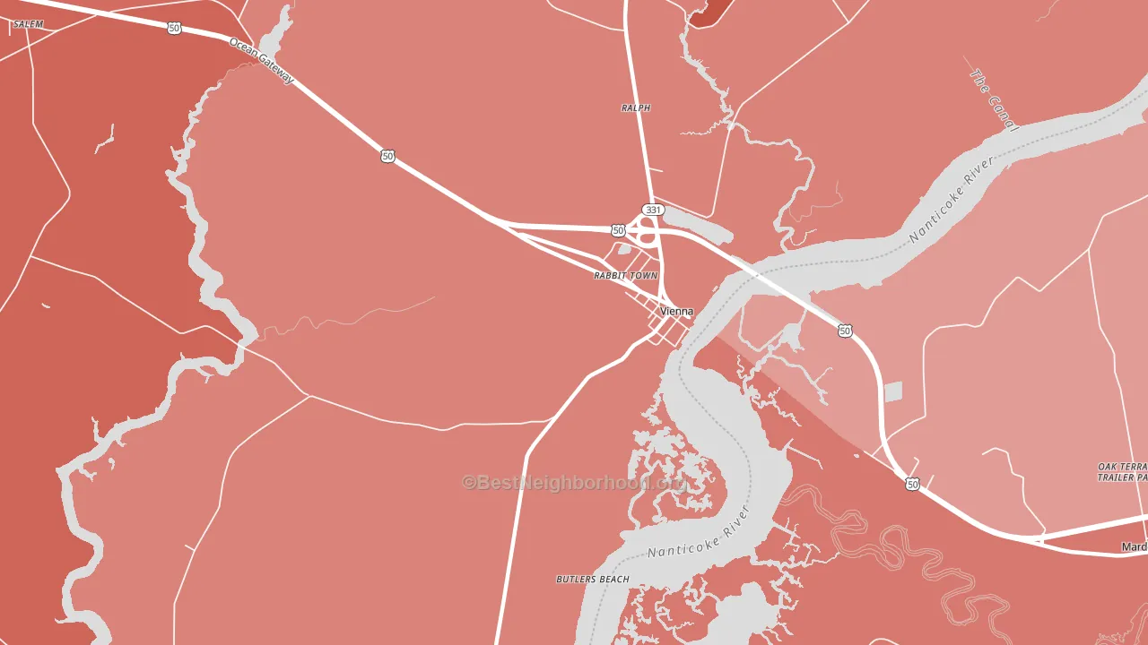 Rabbit Town, MD block-group political-lean map