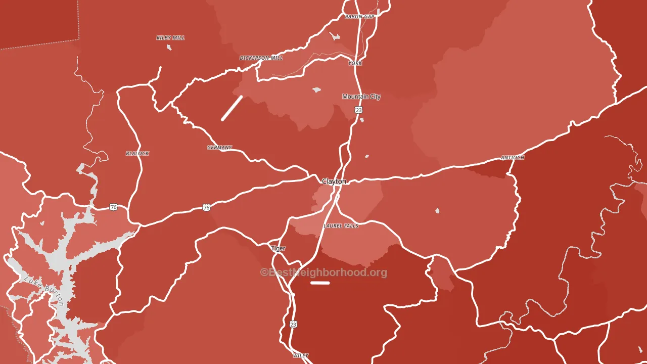 Rabun County, GA block-group political-lean map